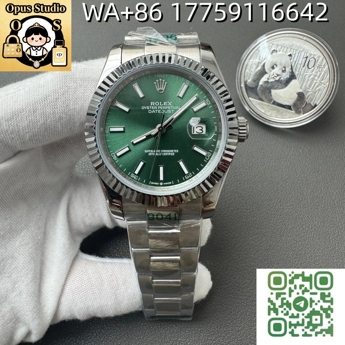 White steel green surface