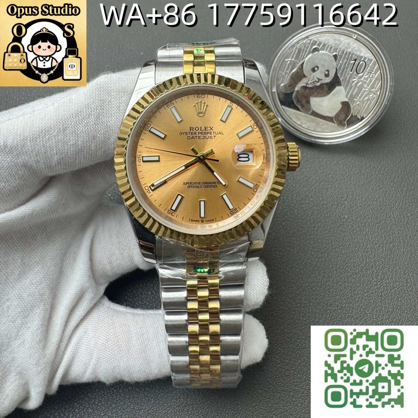 Gold and steel two-tone with gold dial