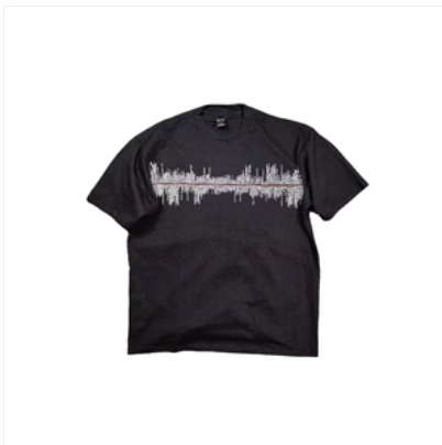 Lmyer No. 9 Pulse Graphic Print Casual Loose Basic Short Sleeve