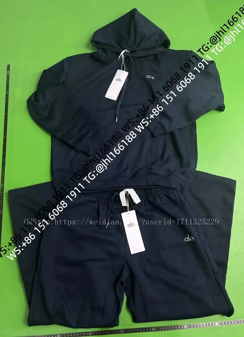 (2.0 Version) Navy Blue Hooded Straight-Leg Set