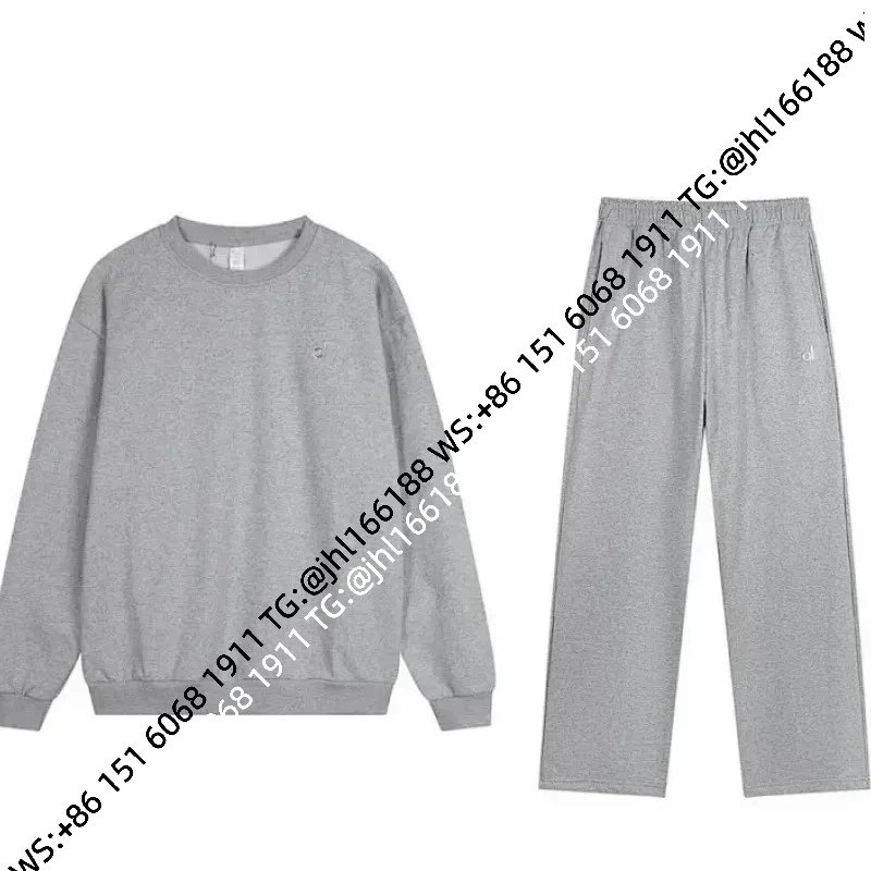 Grey Crew Neck Straight-Leg Set