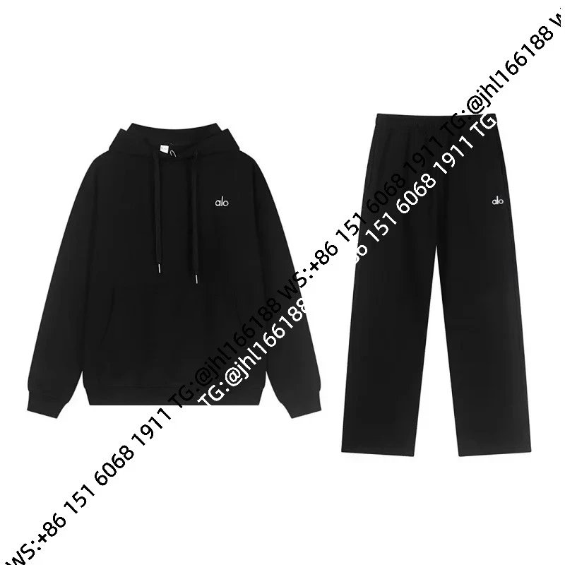 Black Hooded Straight-Leg Set