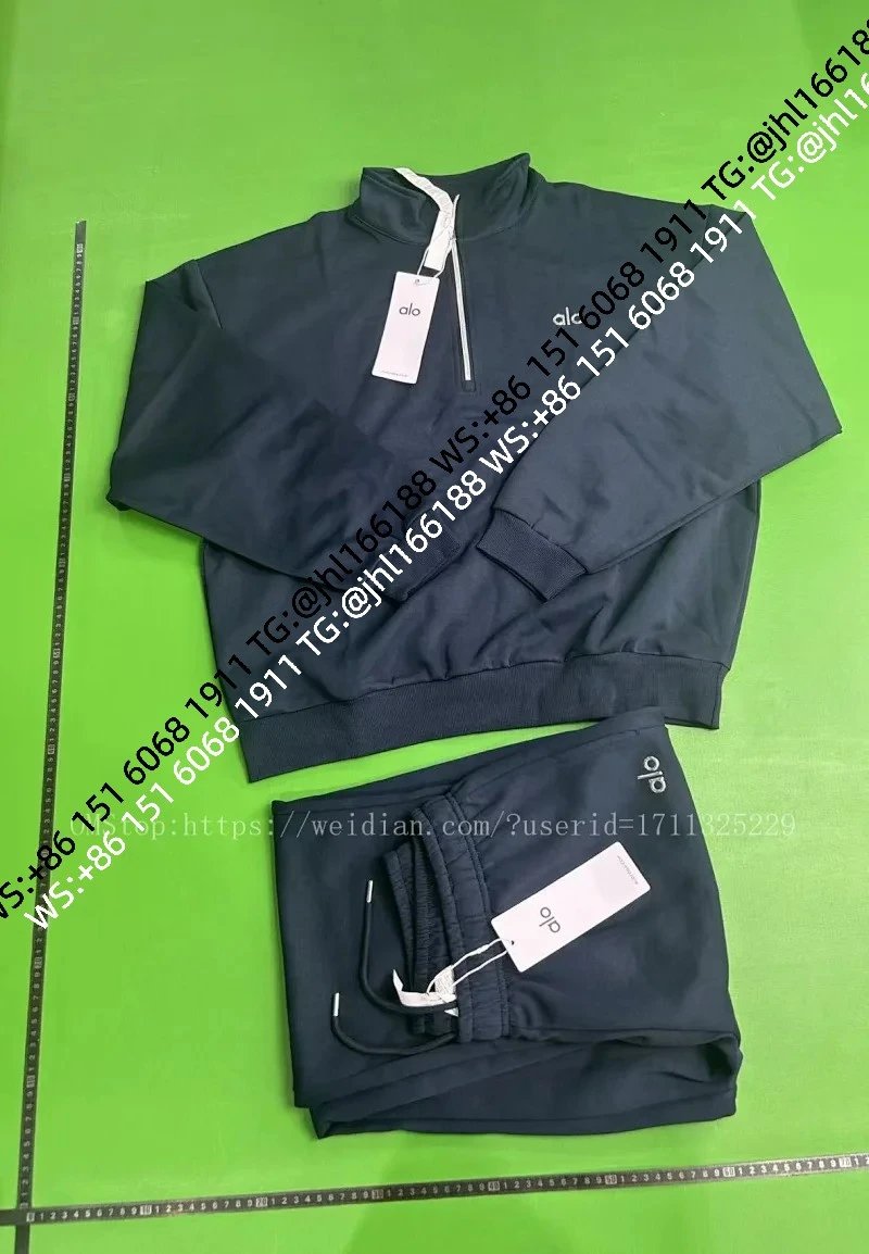 (2.0 Version) Navy Half-Zip Straight-Leg Set