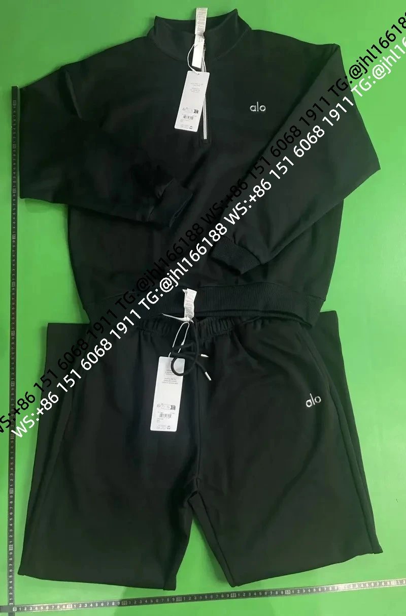 (2.0 Version) Black Half-Zip Straight-Leg Set