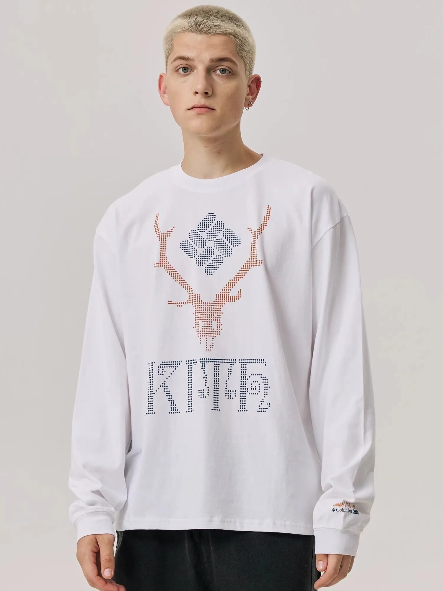 American-Style Antler Print Long-Sleeved T-Shirt