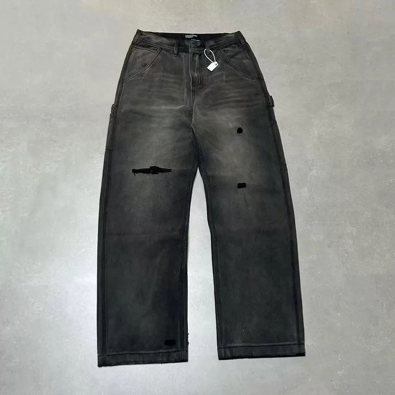Washed Straight-Leg Utility Denim Jeans photo 5