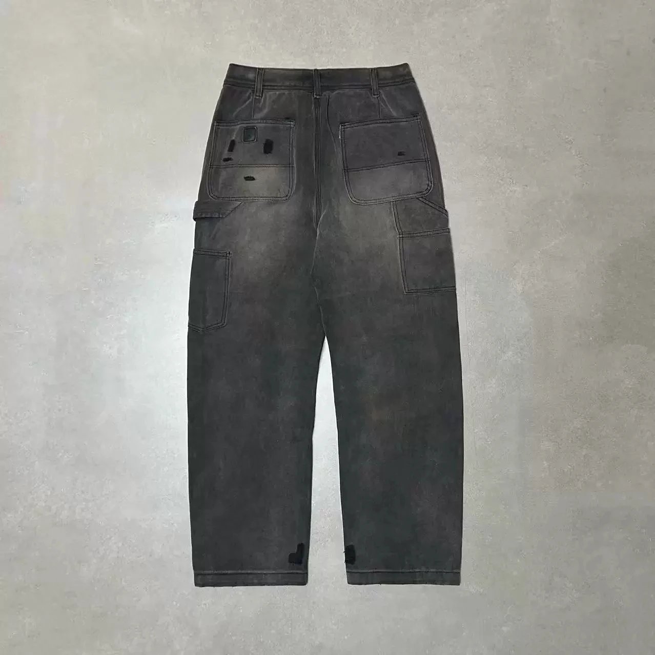 Washed Straight-Leg Utility Denim Jeans