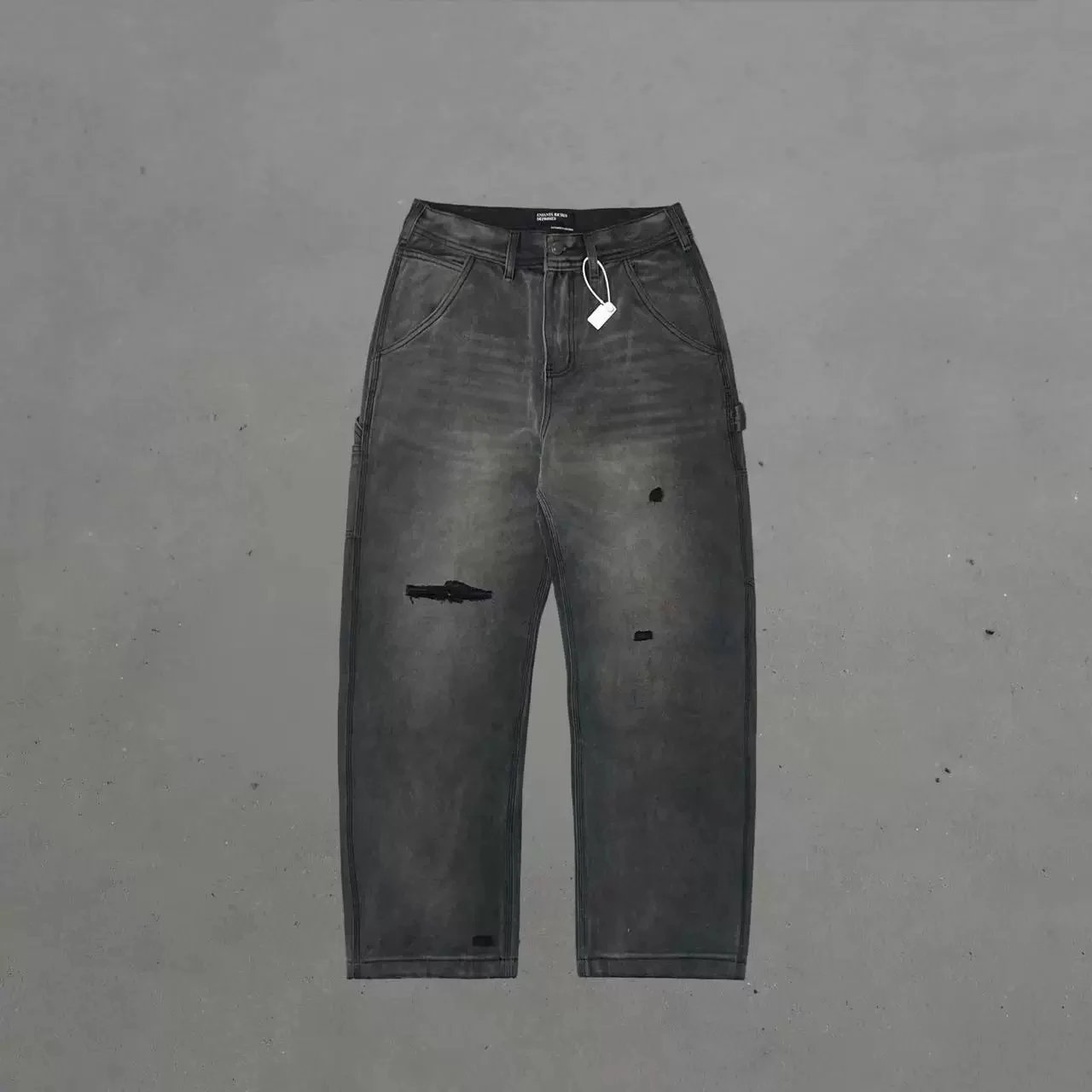 Washed Straight-Leg Utility Denim Jeans photo 2