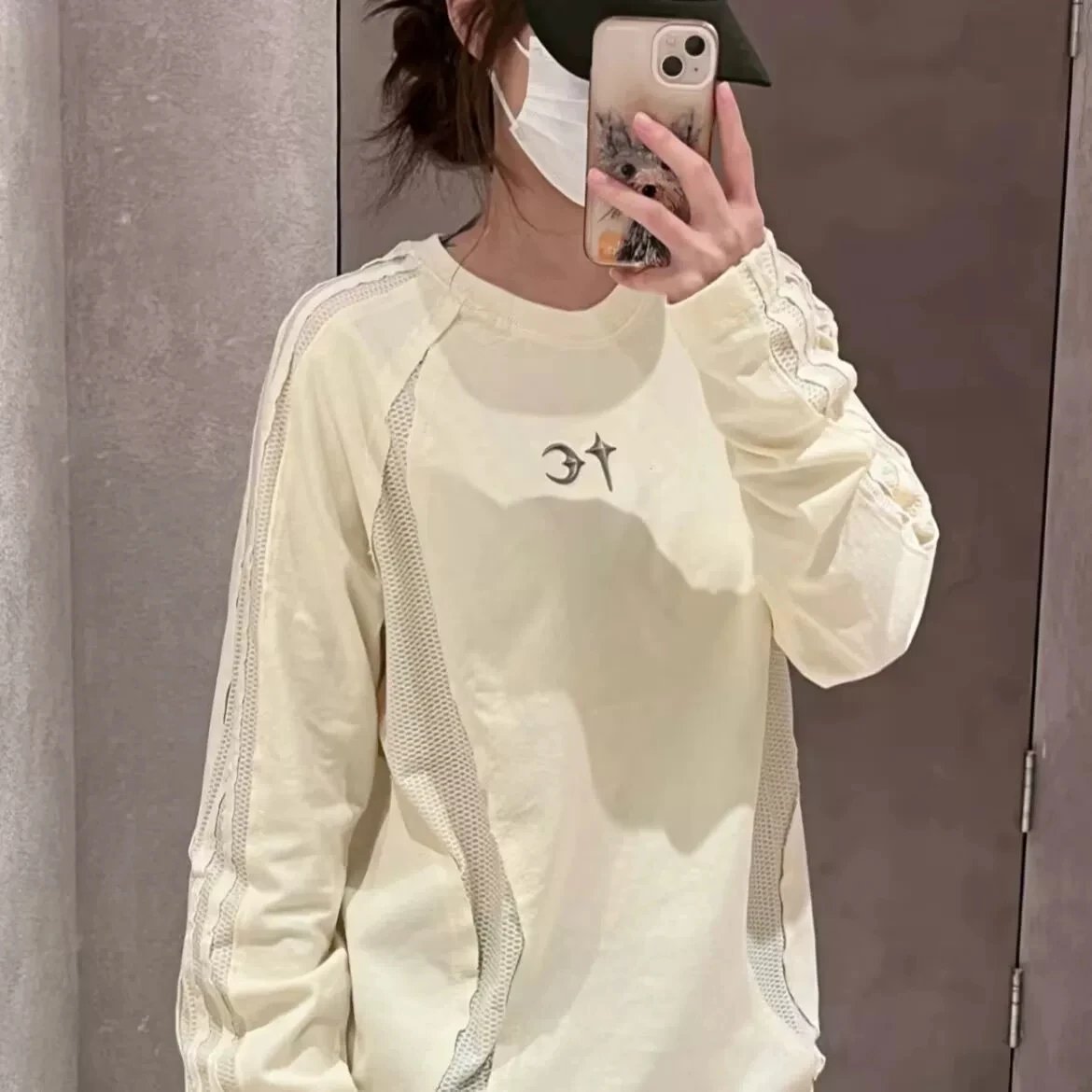 Washed Distressed Embroidered Long-Sleeve T-Shirt
