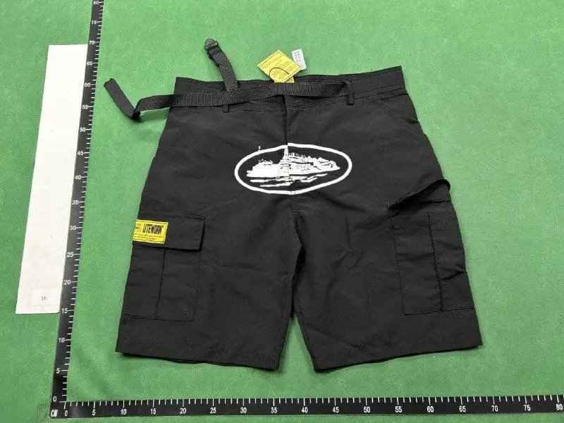 Corteiz Litework Cargo Shorts Alcatraz Logo Black