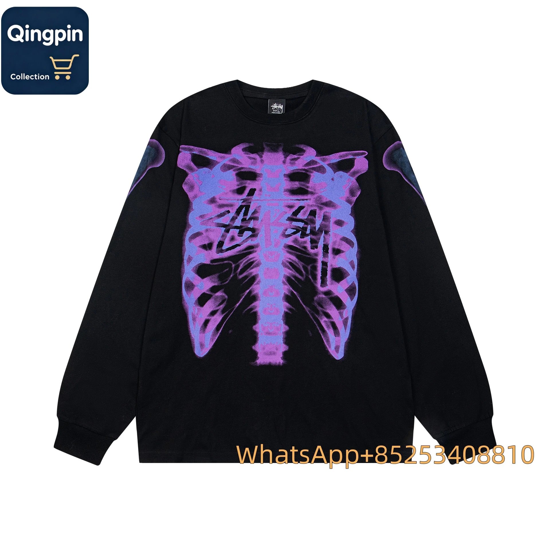 Stussy T-shirt Skeleton Rib Cage Black