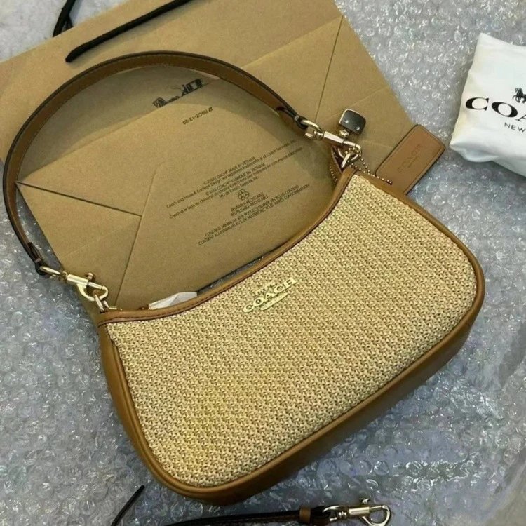 Coach Handbags Signature canvas satchel with detachable shoulder strap — 21 Woven brown