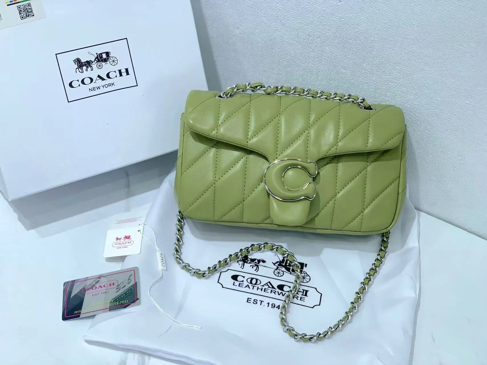 Coach Handbags Signature canvas satchel with detachable shoulder strap — 30 Green (gift box packaging)