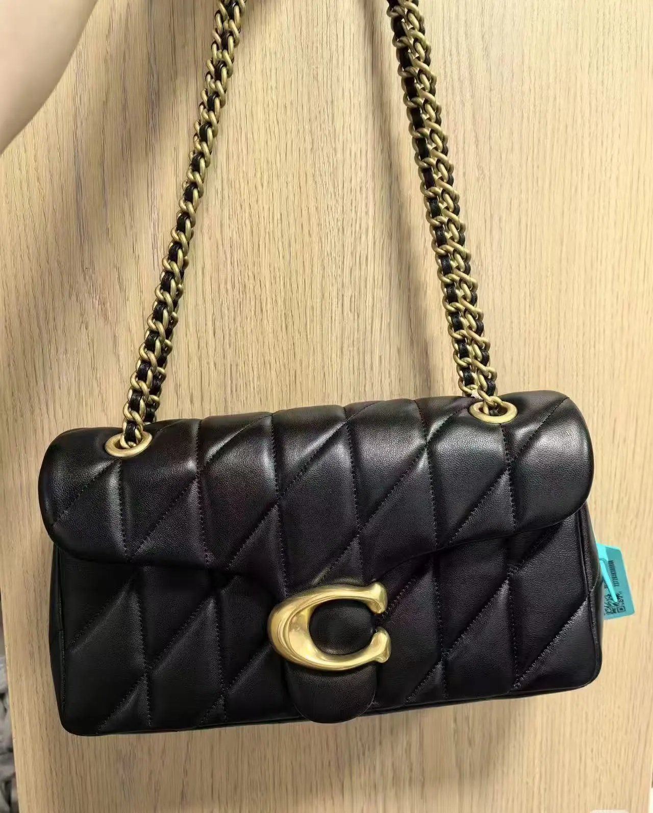 Coach Handbags Signature canvas satchel with detachable shoulder strap — 24 Black gold label (gift box packaging)