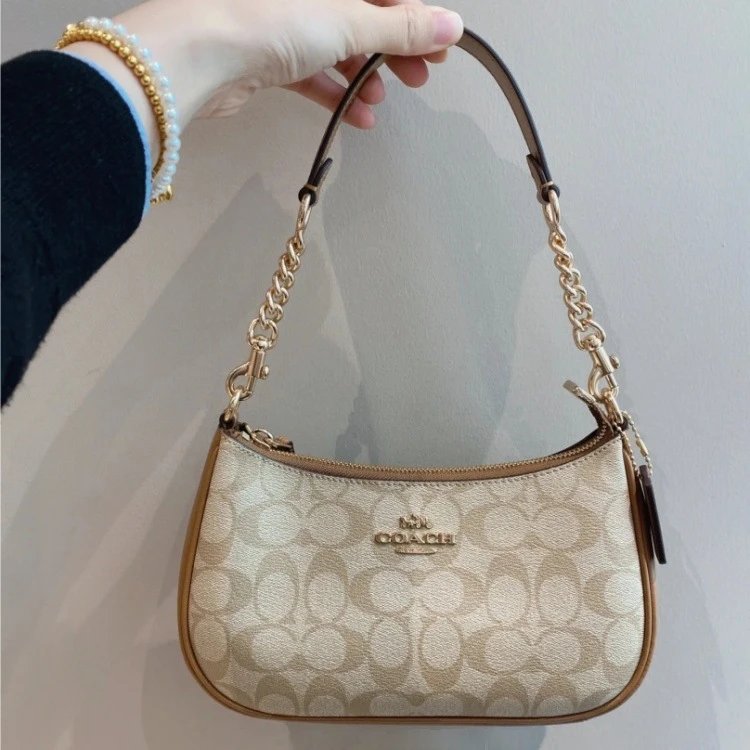 Coach Handbags Signature canvas satchel with detachable shoulder strap — 22 Milk tea color