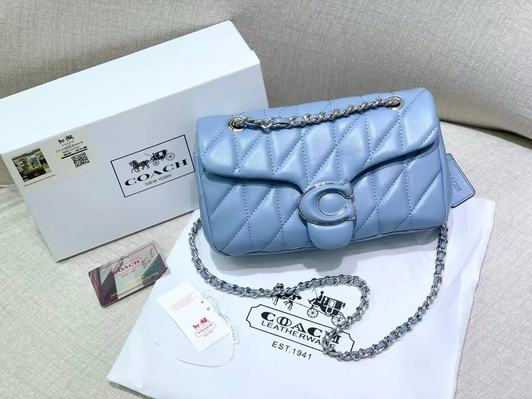 Coach Handbags Signature canvas satchel with detachable shoulder strap — 29 Blue (gift box packaging)
