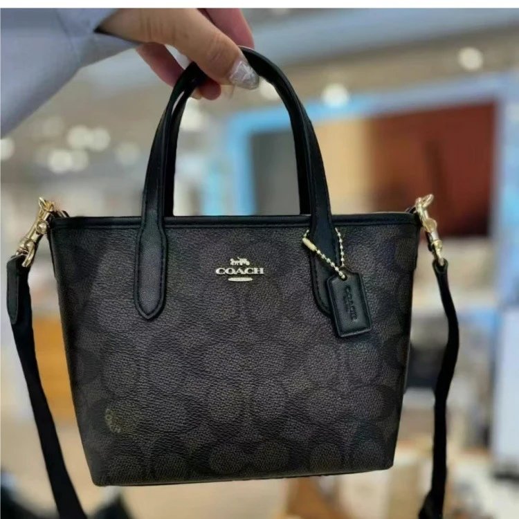 Coach Handbags Signature canvas satchel with detachable shoulder strap — 38 Old flower black (gift box packaging)