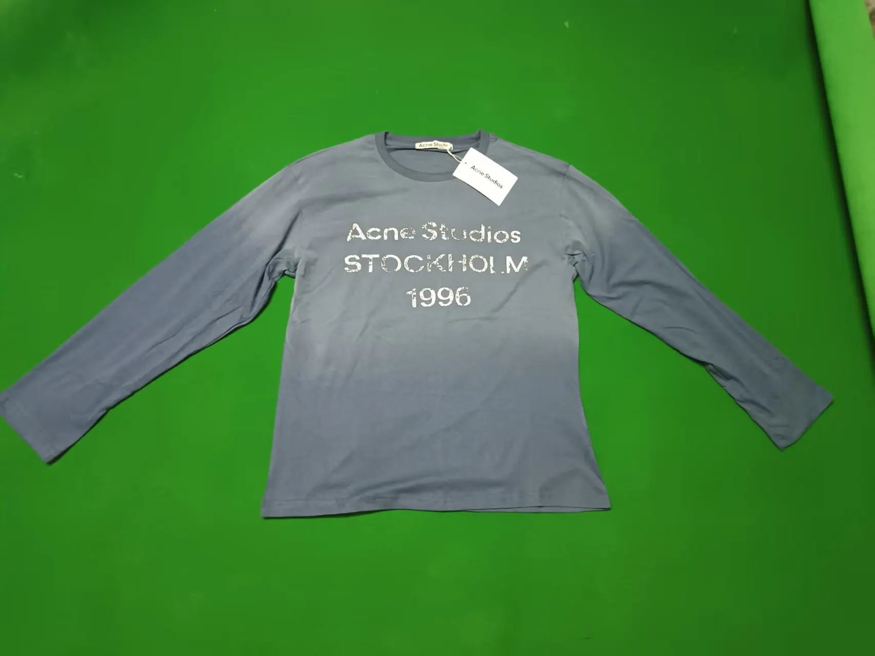 Acne Studios Sprayed 1996 Logo Long Sleeve T-shirt Cornflower Blue