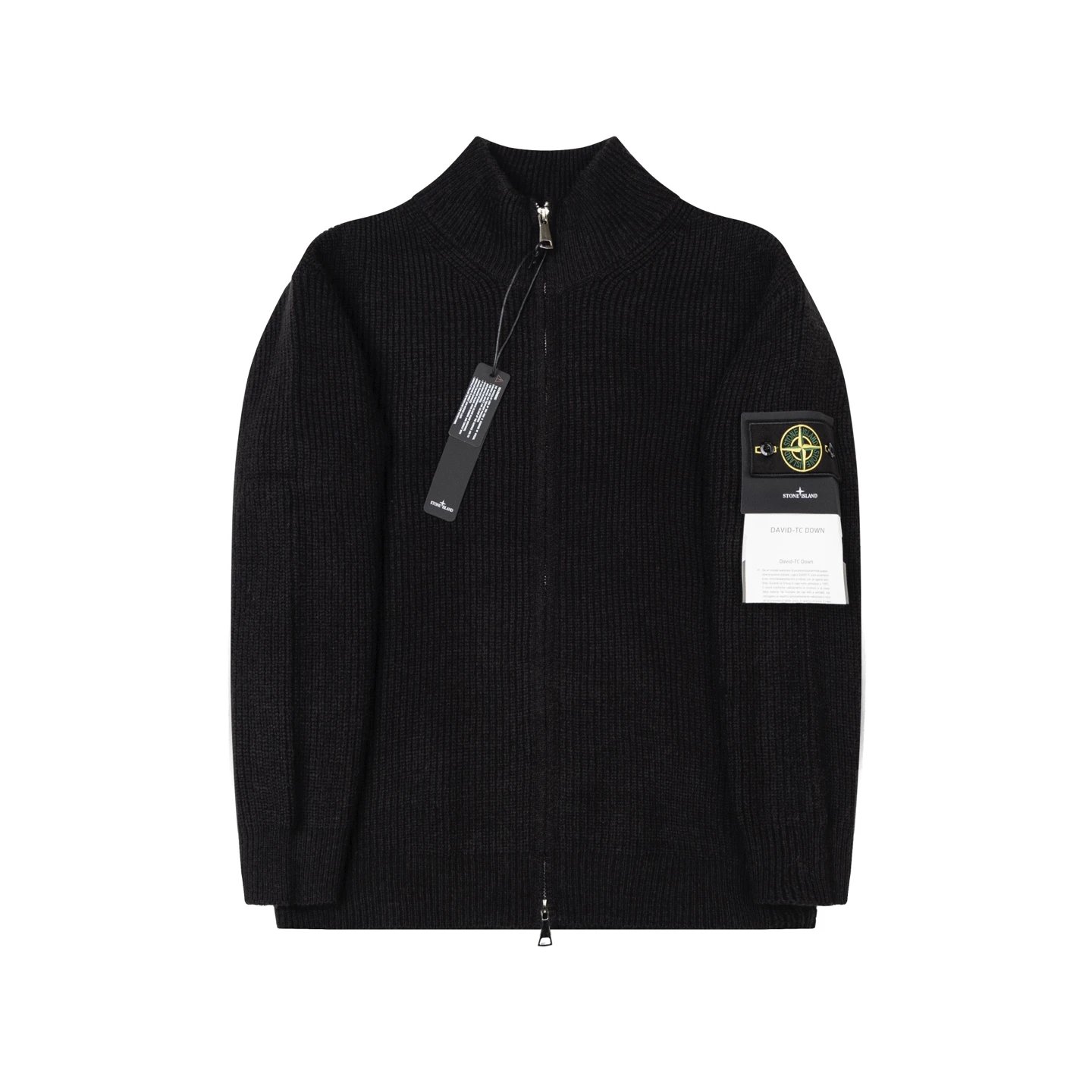 Stone Island Black Zip-Up Knit Sweater