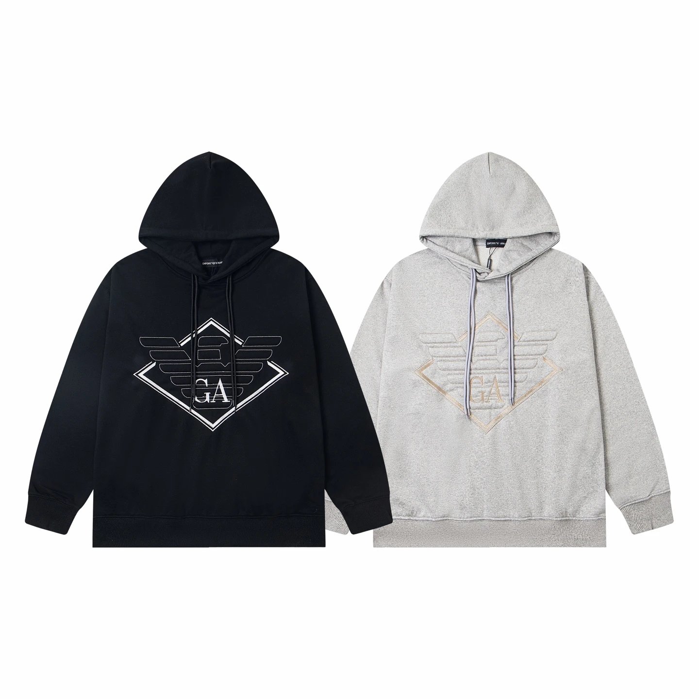 Armani Black and Grey Embroidered Hoodies