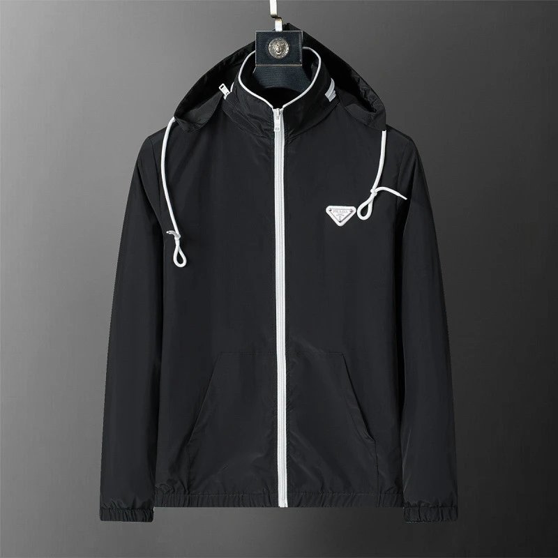 Prada Black Hooded Windbreaker Jacket