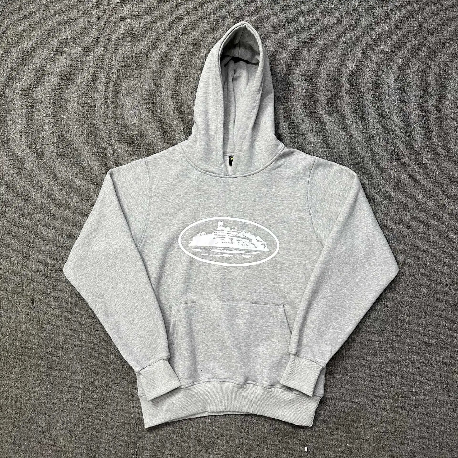 Grey Hooded Sweatshirt with Front Pocket