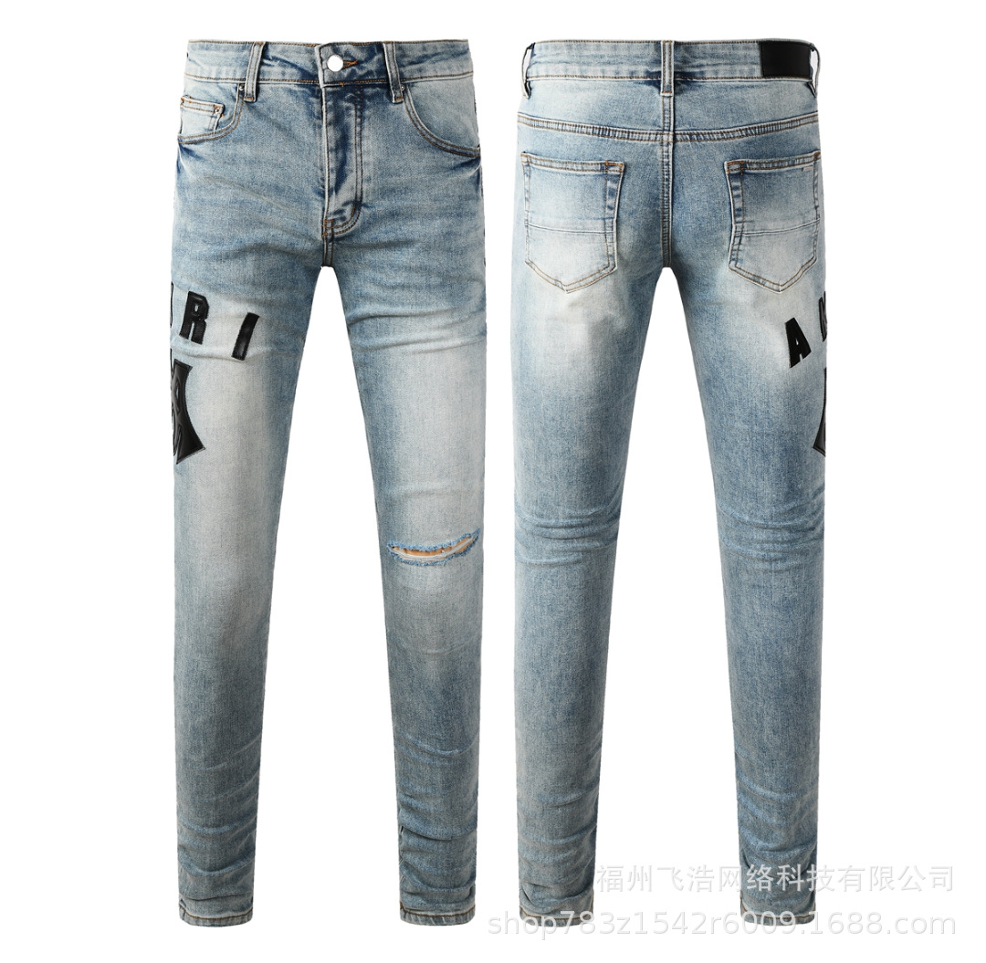 891欧美牛仔裤水洗做旧复古破洞泼墨痞帅美式集合1 2