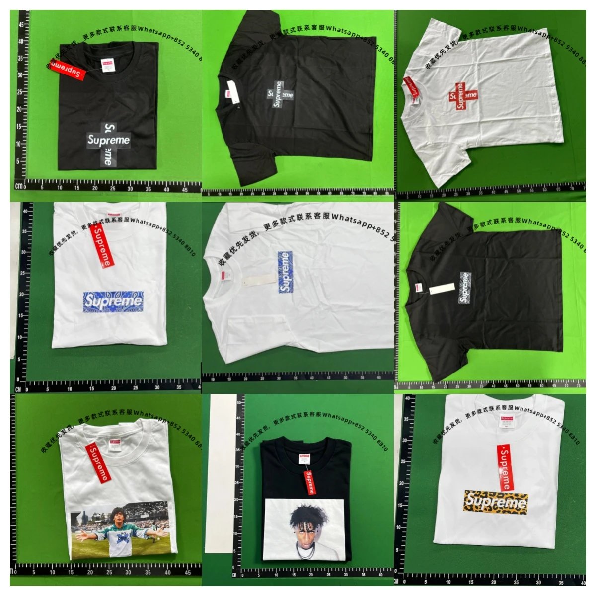 FC03-Streetwear Supreme Style American Trendy Brand Classic Letter T-Shirt Loose Fit Unisex-WhatsApp+852 5340 8810