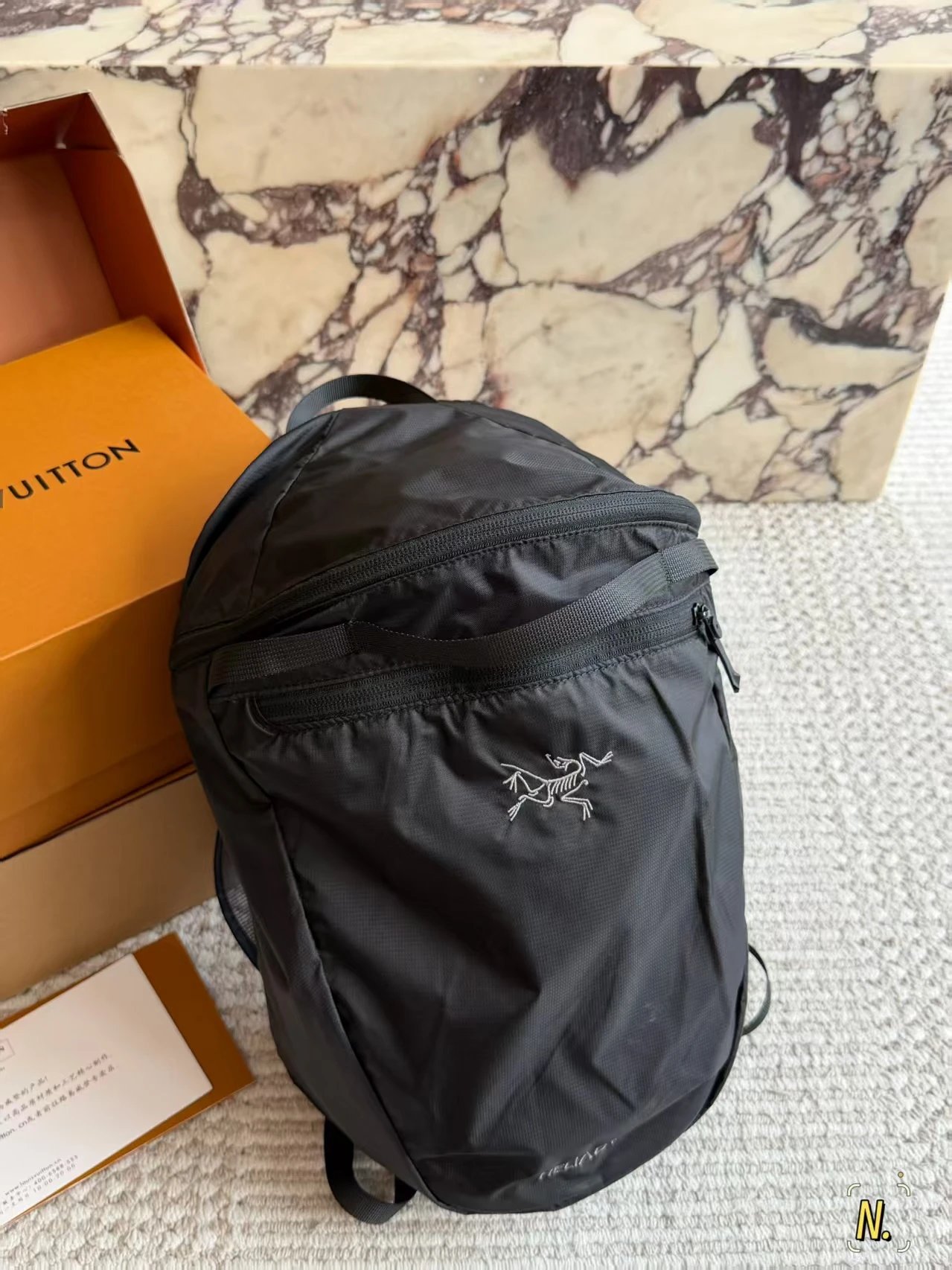 Dior Backpacks Oblique canvas flap backpack with front pocket — A-rc'teryx Heliad Black(15 L)