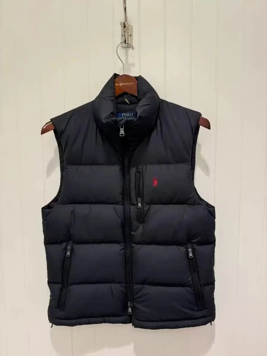 Moncler Vests Quilted Puffer Vest — Ralph Lauren – Navy Blue with Red Label