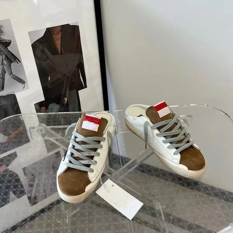 Unbranded Sneakers Distressed low-top with star appliqué — White and brown