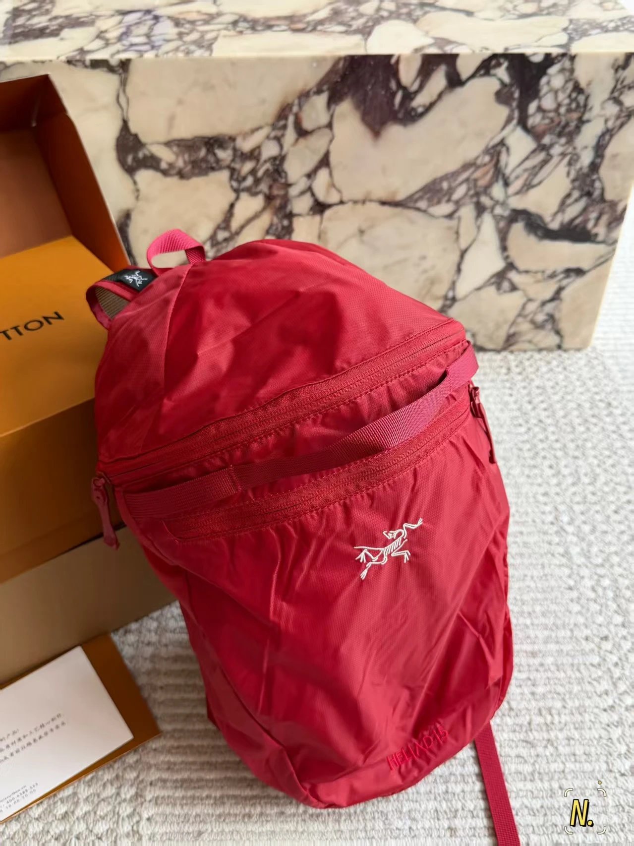 Dior Backpacks Oblique canvas flap backpack with front pocket — A-rc'teryx Heliad Red(15 L)