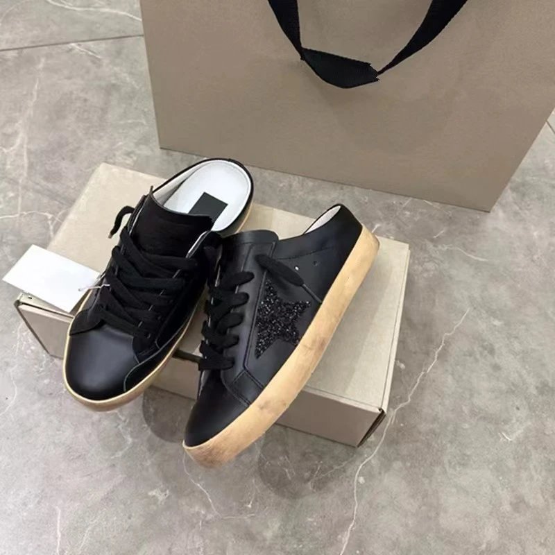 Unbranded Sneakers Distressed low-top with star appliqué — Black