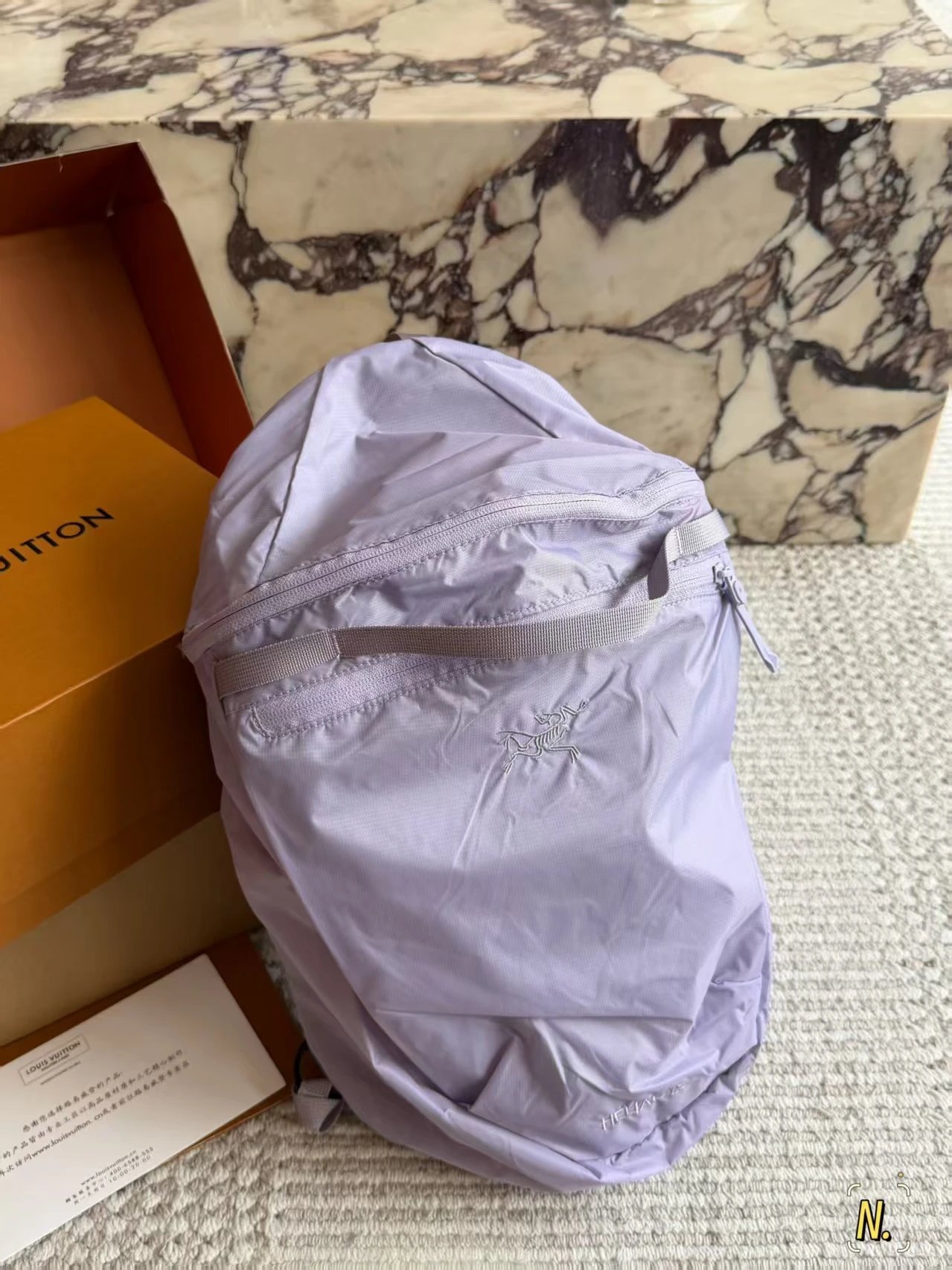 Dior Backpacks Oblique canvas flap backpack with front pocket — A-rc'teryx Heliad Light purple(15 L)