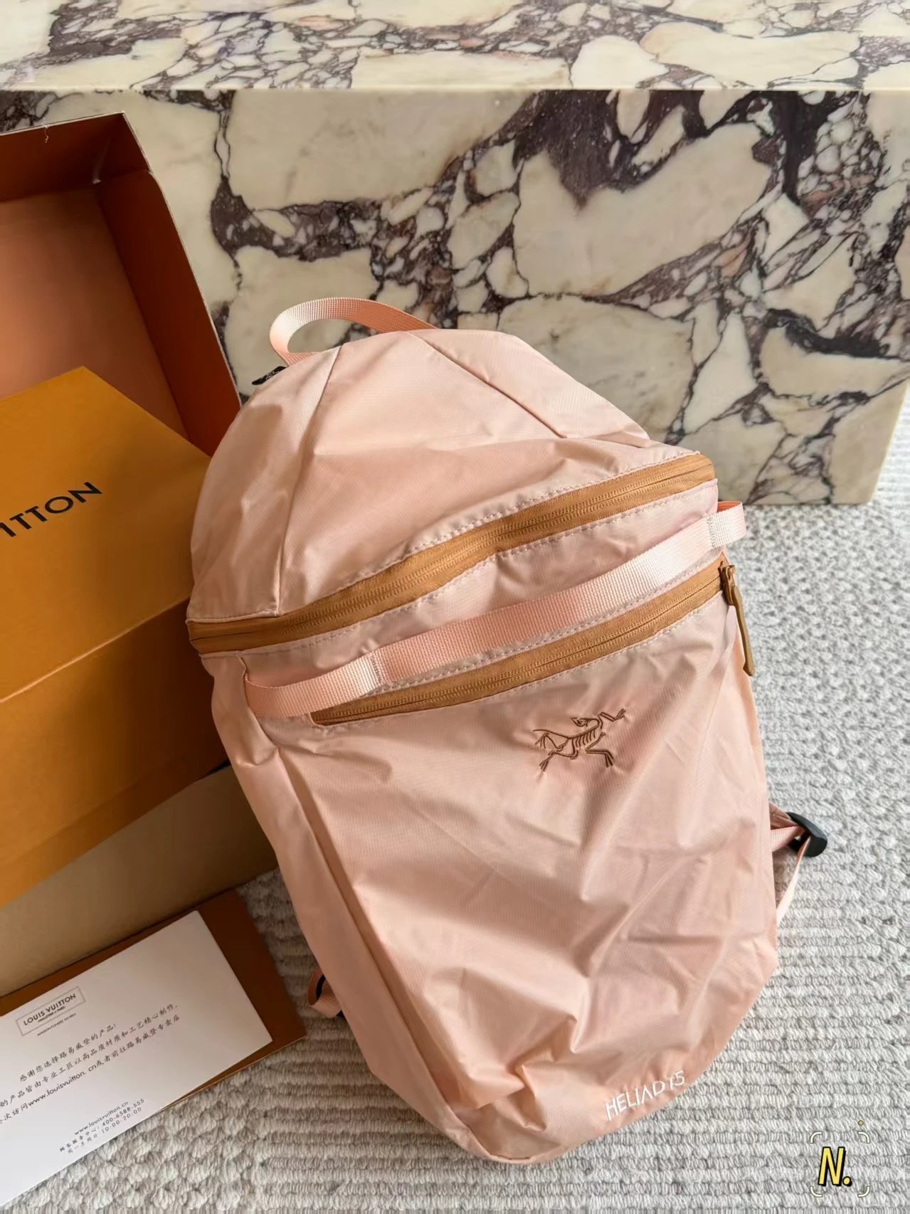 Dior Backpacks Oblique canvas flap backpack with front pocket — A-rc'teryx Heliad Tangerine pink(15 L)