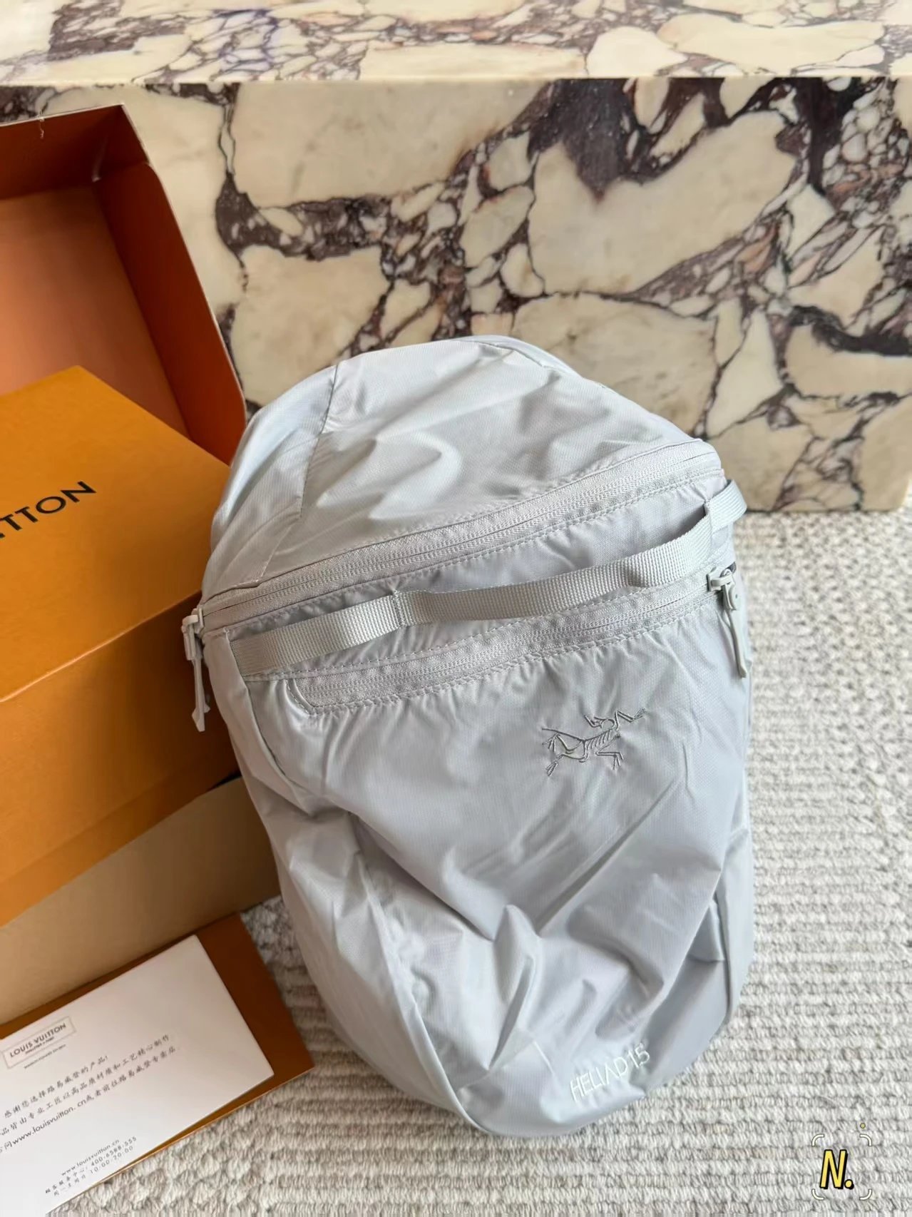 Dior Backpacks Oblique canvas flap backpack with front pocket — A-rc'teryx Heliad Silver(15 L)