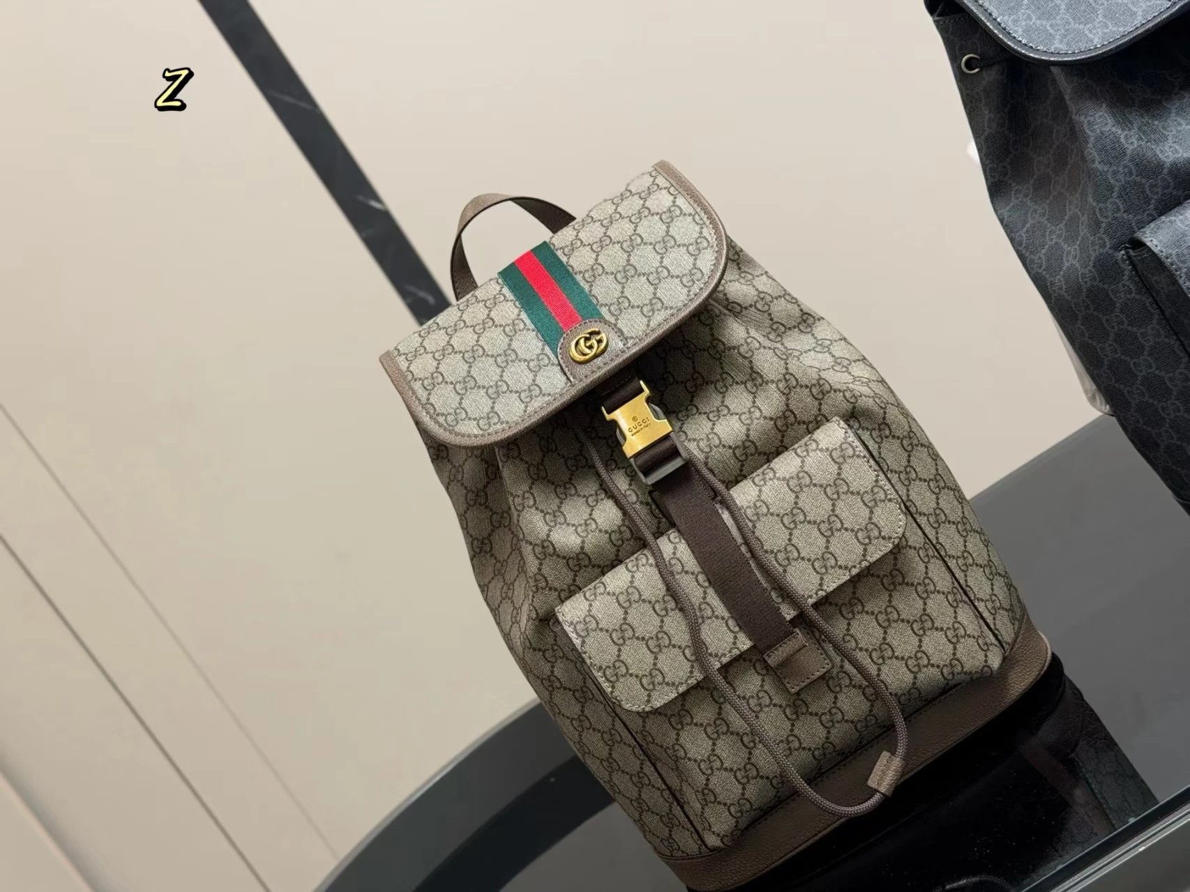 Dior Backpacks Oblique canvas flap backpack with front pocket — G-ucci Brown 39*28 CM