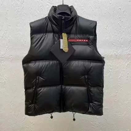 Moncler Vests Quilted Puffer Vest — Prada-Black and red