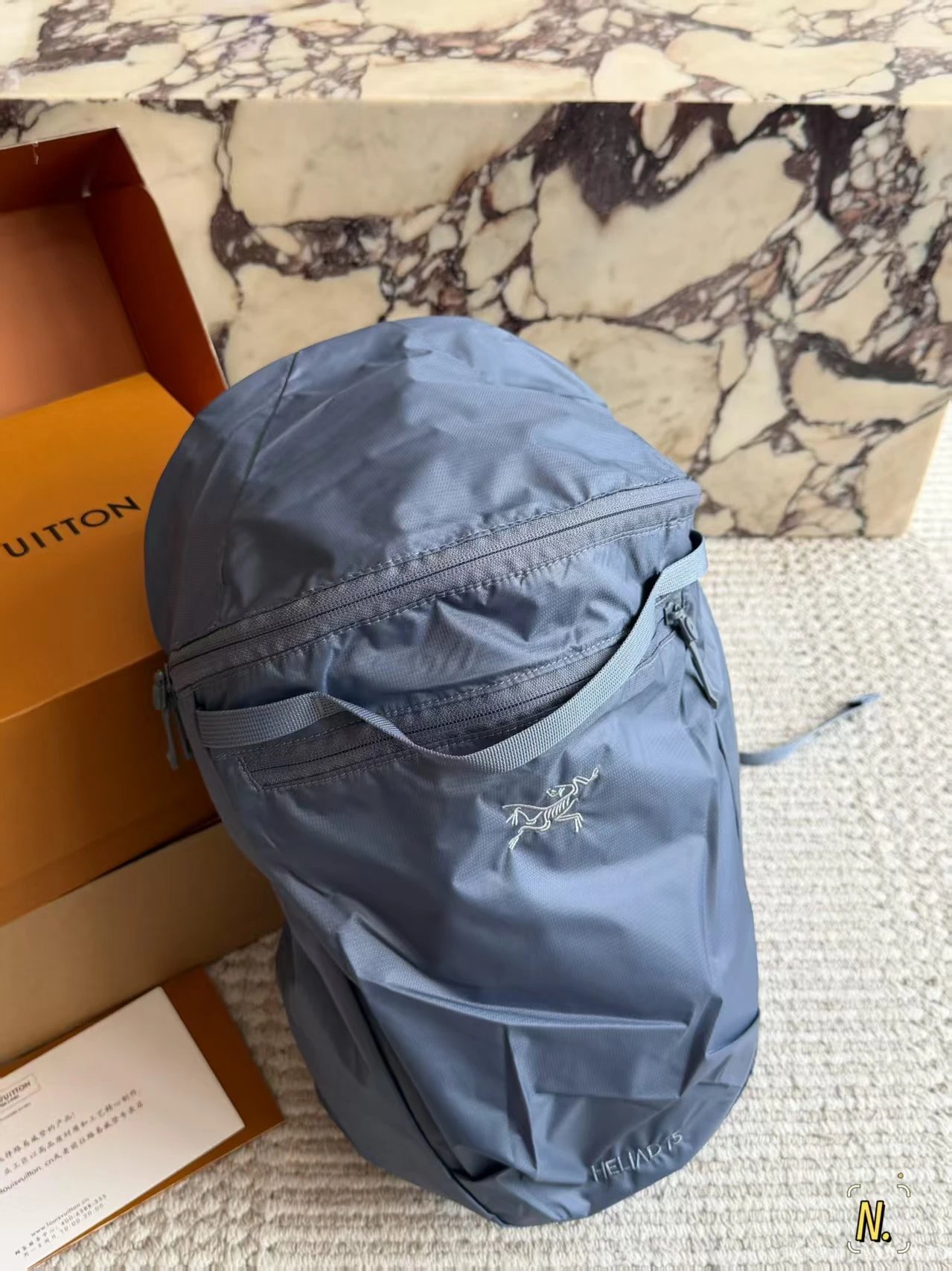 Dior Backpacks Oblique canvas flap backpack with front pocket — A-rc'teryx Heliad Dark blue(15 L)