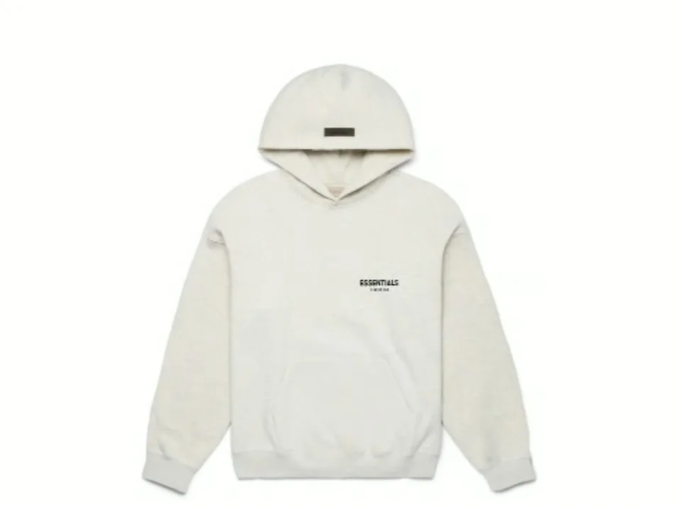 Essentials (Fear of God sub-brand), basic collection of flocked hooded sweatshirts with small lettering on the chest.