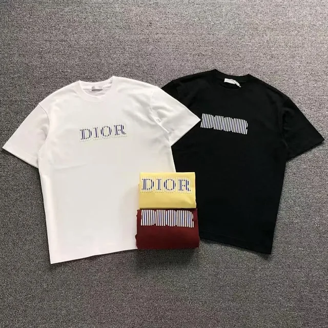 Dior T-Shirts Striped Logo Crewneck T-Shirt product detail image 1
