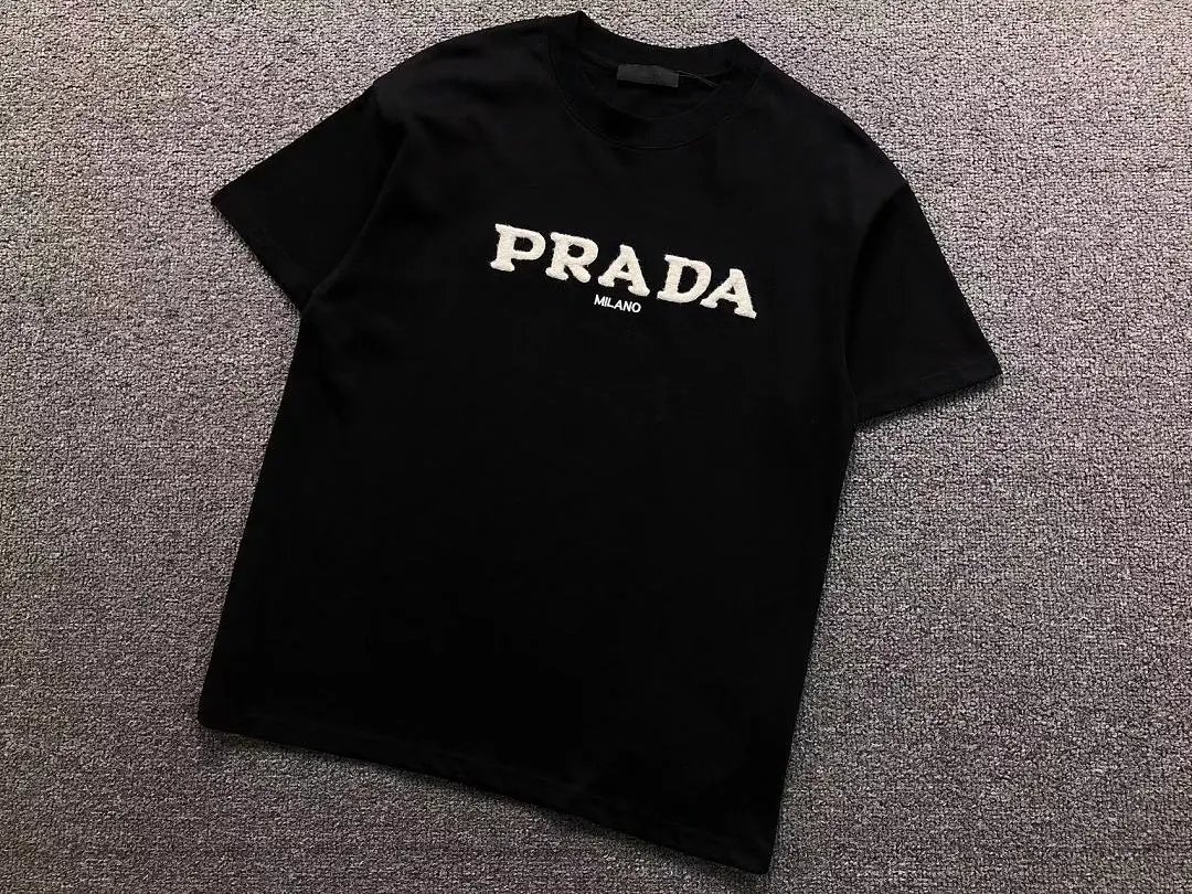 Prada T-Shirts Short-Sleeve Crewneck Logo T-Shirt image 3