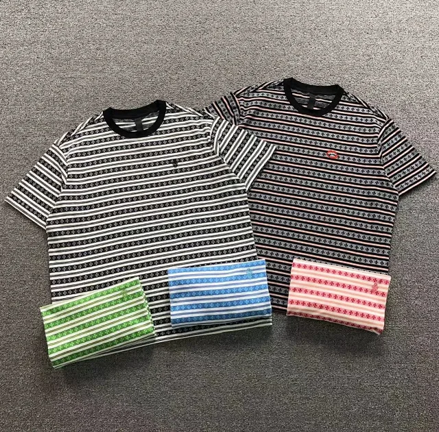 Unbranded T-Shirts Striped short-sleeve crewneck T-shirt product detail image 1