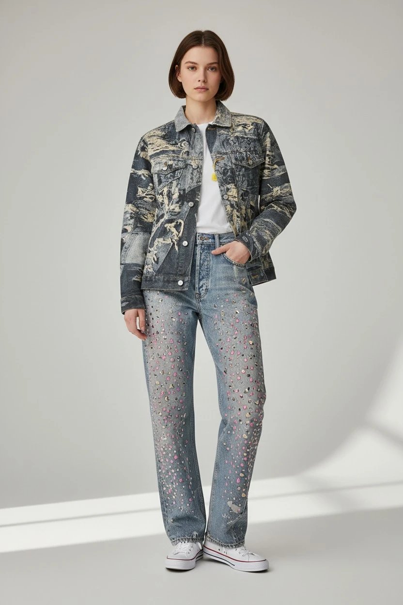 OOTD时尚牛仔外套和长裤 — W2CFinds curated find