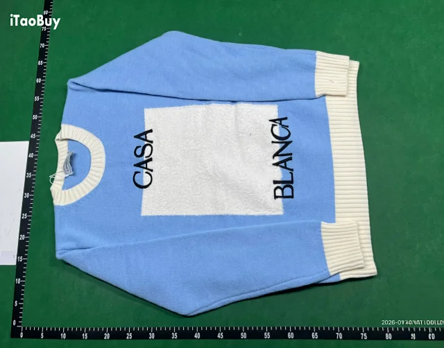 Casablanca Knitwear Collared knit polo top with logo patch product detail image 12