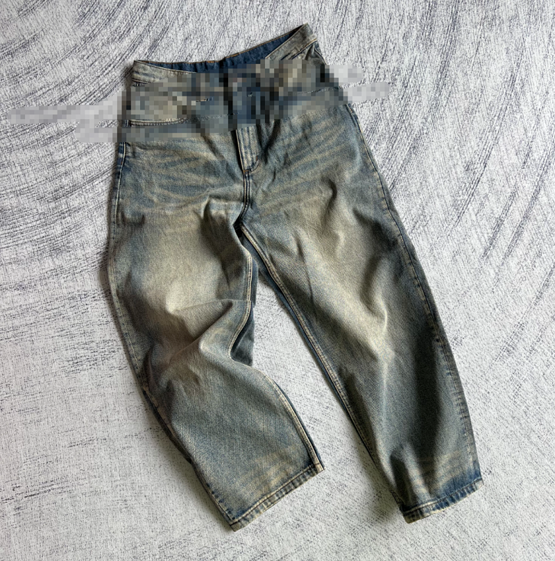 Car Distressed Vintage Washed Blue Jeans