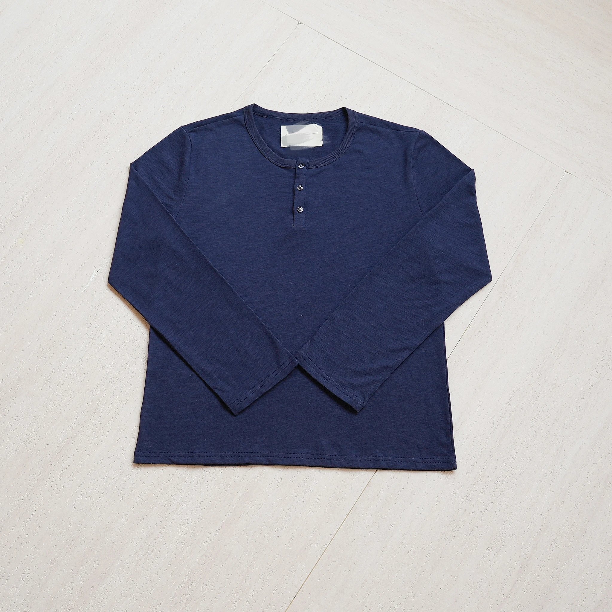 Navy Blue Long Sleeve Henley Shirt