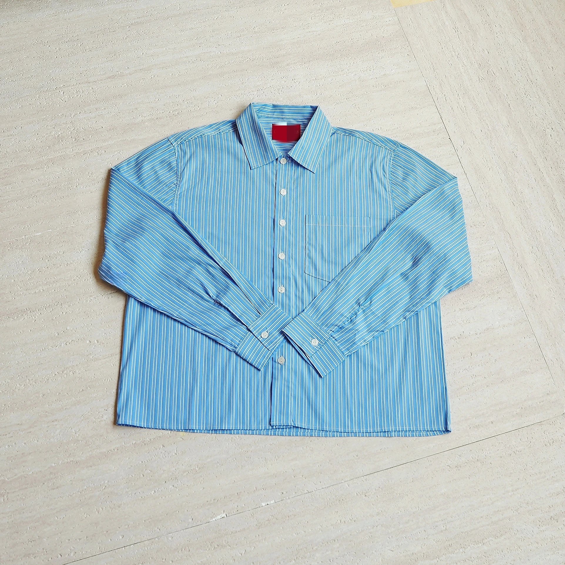 Blue Striped Long Sleeve Button Down Shirt