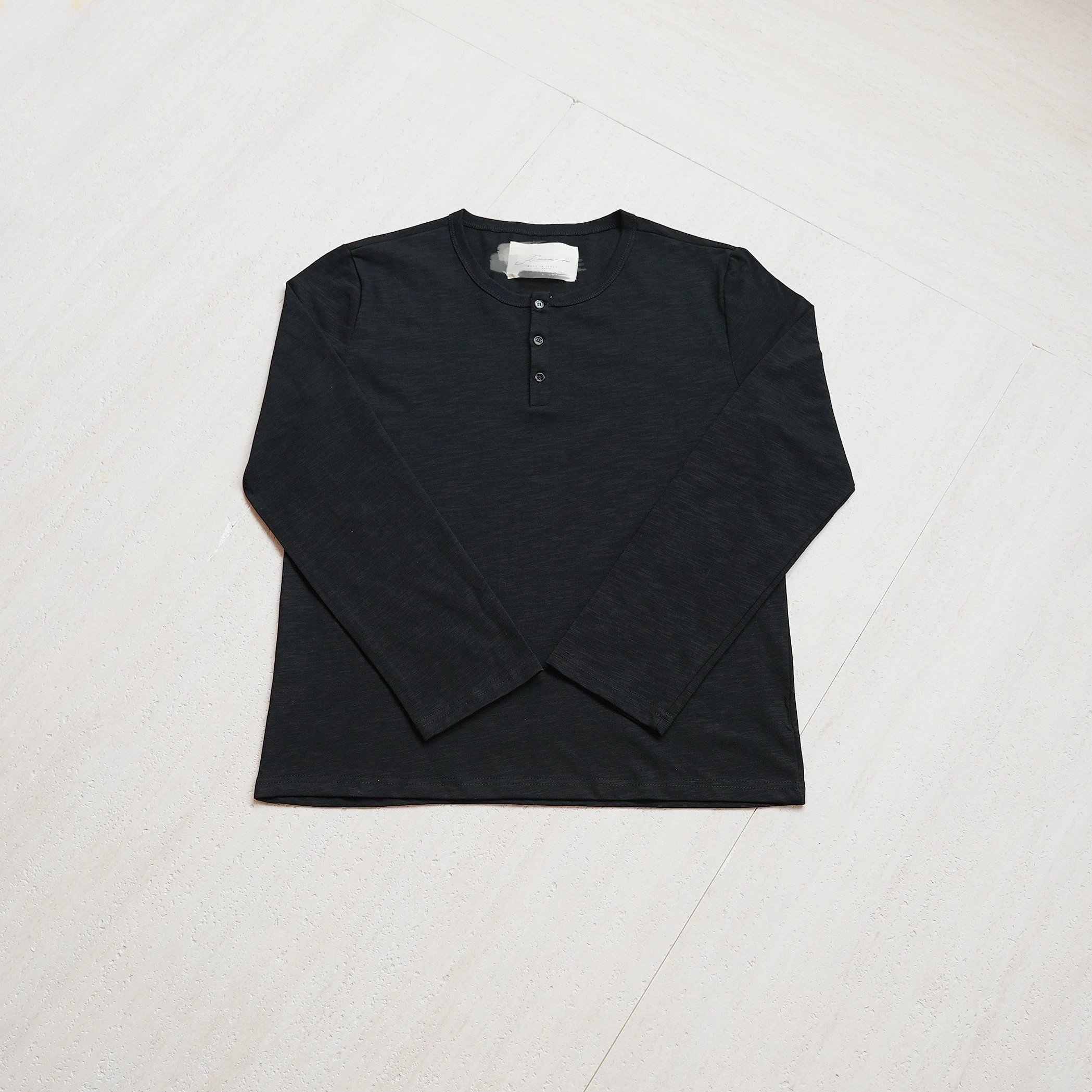 Black Long Sleeve Henley Shirt