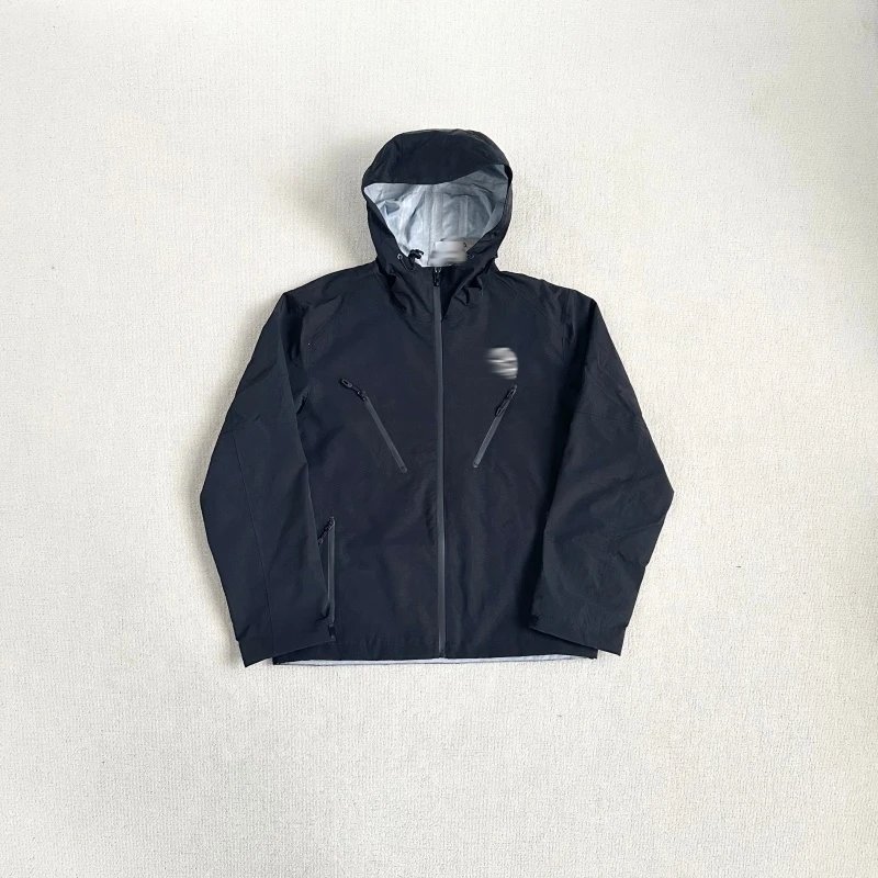 Black Hooded Waterproof Windbreaker Jacket